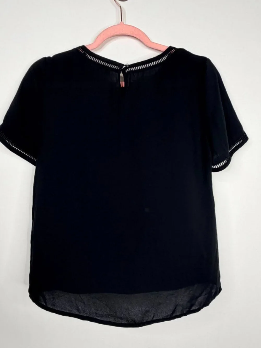 2/$30 J. Crew Short-sleeve Top With Ladder Trim Black XS #A3545
